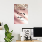 Roos Gold Glitter Weddenschap Welkomstbord Poster (Thuiskantoor)
