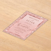 Roos Gold Glitter Wedding Acryl Uitnodigingen (Laagn)