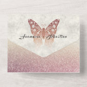 Roos Gold Glitter Wedding All-in-One Uitnodigen All In One Uitnodiging (Achterkant)