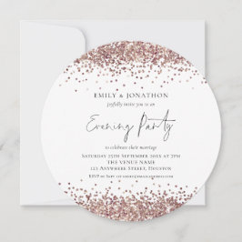 Roos Gold Glitter Wedding Evening Kaart