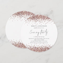 Roos Gold Glitter Wedding Evening Kaart