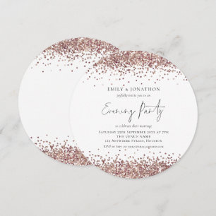 Roos Gold Glitter Wedding Evening Kaart