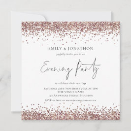 Roos Gold Glitter Wedding Evening Party Square Kaart