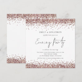 Roos Gold Glitter Wedding Evening Party Square Kaart