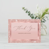 Roos Gold Glitter Wedding Flat Dank u Card Bedankkaart (Staand voorkant)