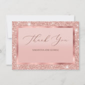 Roos Gold Glitter Wedding Flat Dank u Card Bedankkaart (Voorkant)