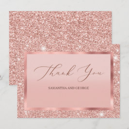 Roos Gold Glitter Wedding Flat Dank u Card Bedankkaart