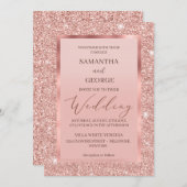 Roos Gold Glitter Wedding Kaart (Voorkant / Achterkant)