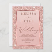 Roos Gold Glitter Wedding Kaart (Voorkant)