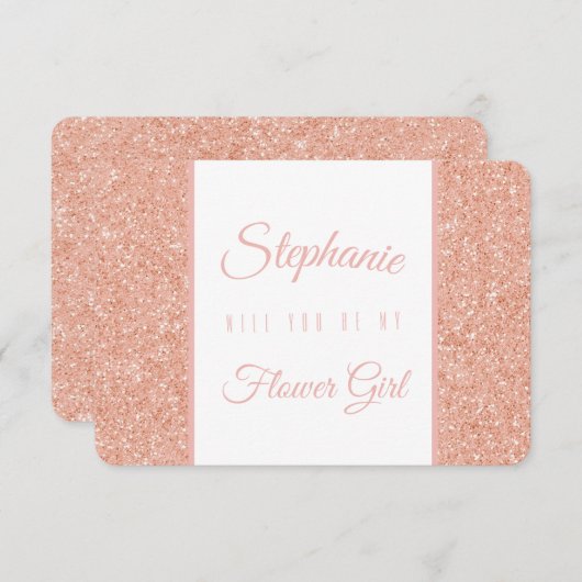 Roos Gold Glitter Wedding Party Kaart (Voorkant / Achterkant)