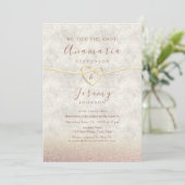 Roos Gold Glitter Wedding Party Uitnodigen Kaart (Staand voorkant)