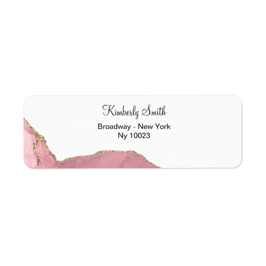 Roos Gold Glitter Wedding Return-adres Etiket (Voorkant)