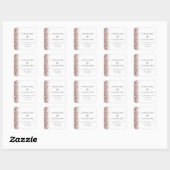 Roos Gold Glitter Wedding Return Name Address Vierkante Sticker (Vel)