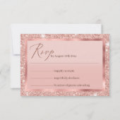 Roos Gold Glitter Wedding RSVP Kaart (Voorkant)