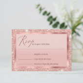 Roos Gold Glitter Wedding RSVP Kaart (Staand voorkant)
