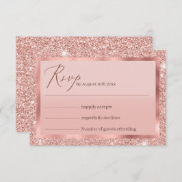 Roos Gold Glitter Wedding RSVP Kaart