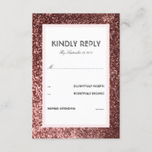 Roos Gold Glitter Wedding RSVP Kaart