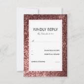 Roos Gold Glitter Wedding RSVP Kaart (Voorkant)