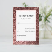 Roos Gold Glitter Wedding RSVP Kaart (Staand voorkant)