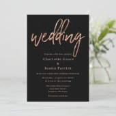 Roos Gold Glitter Wedding Sjabloon Kaart (Staand voorkant)