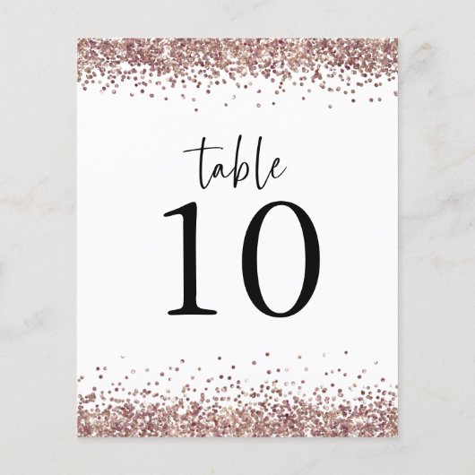 Roos Gold Glitter Wedding White Table No. (Achterkant)