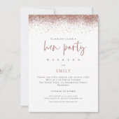 Roos Gold Glitter Weekend Route Hen Party Kaart (Voorkant)