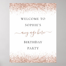 Roos Gold Glitter Welkom op elke dag van de vergri Poster