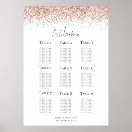 Roos Gold Glitter Welkomstscriptstaal Poster