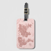 Roos Gold Glitter Wereldkaart Blush Marble Bagagelabel (Voorkant (verticaal))