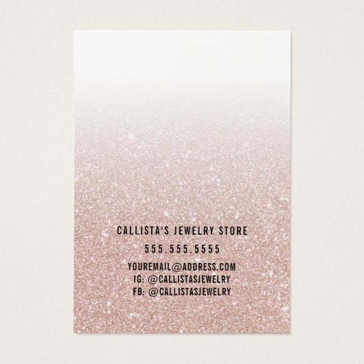 Roos Gold Glitter White Ketting Display Kaart (Achterkant)