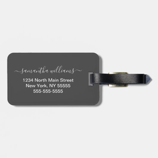 Roos Gold Glitter White Marble Glam Monogram Bagagelabel (Achterkant horizontaal)