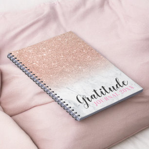 Roos gold glitter white marble gratitude journal notitieboek