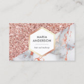 Roos Gold Glitter White Marble Makeup Artist Visitekaartje (Voorkant)