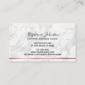 Roos Gold Glitter White Marble Monogram Logo Visitekaartje (Achterkant)