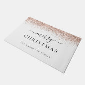 Roos Gold Glitter White Name Merry Kerstry Deurmat (Schuin)