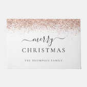 Roos Gold Glitter White Name Merry Kerstry Deurmat (Voorkant)