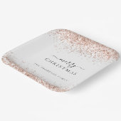 Roos Gold Glitter White Name Merry Kerstry Papieren Bordje (Gebogen)