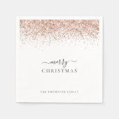 Roos Gold Glitter White Name Merry Kerstry Servet (Voorkant)