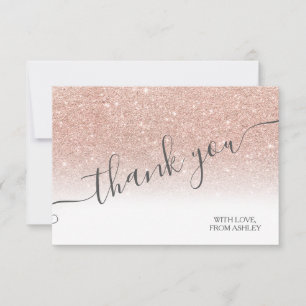 Roos Gold glitter white ombre script bedankt u