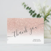 Roos Gold glitter white ombre script bedankt u (Staand voorkant)