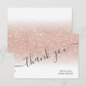 Roos Gold glitter white ombre script bedankt u (Voorkant / Achterkant)