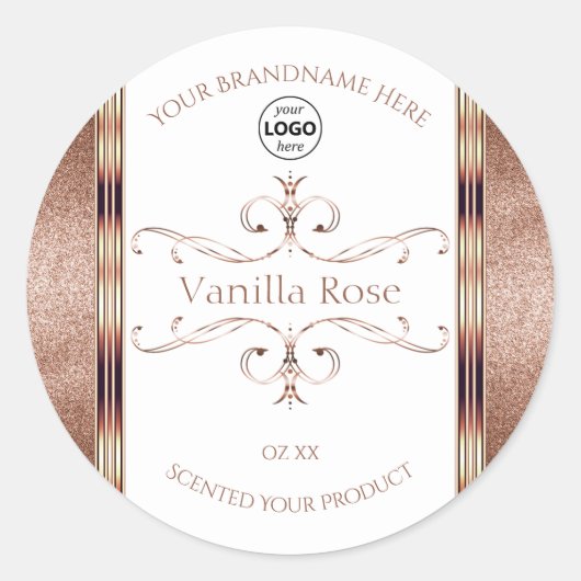  Roos Gold Glitter White Product Labels Logo (Voorkant)