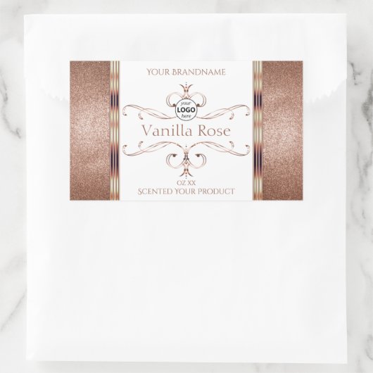  Roos Gold Glitter White Product Labels Logo (Tas)