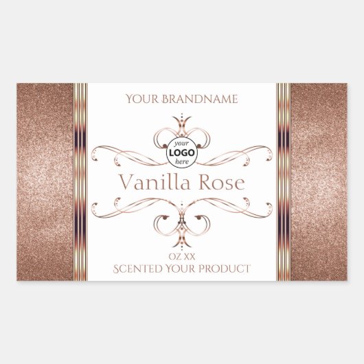  Roos Gold Glitter White Product Labels Logo (Voorkant)
