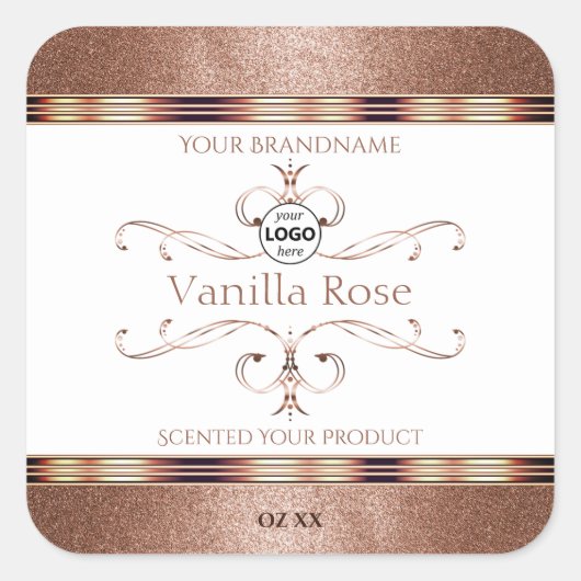  Roos Gold Glitter White Product Labels Logo (Voorkant)
