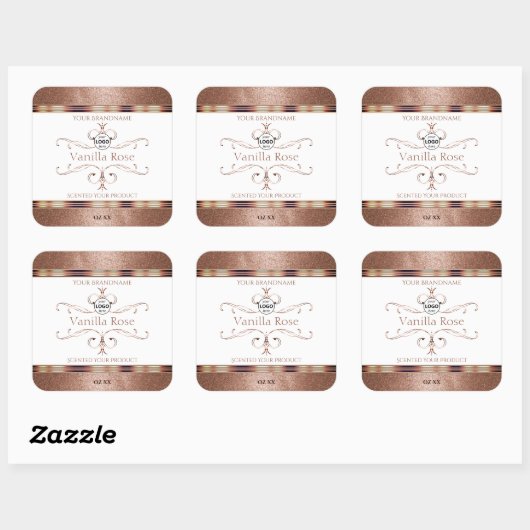  Roos Gold Glitter White Product Labels Logo (Vel)