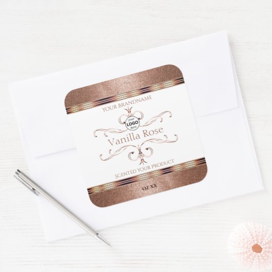 Roos Gold Glitter White Product Labels Logo (Envelop)