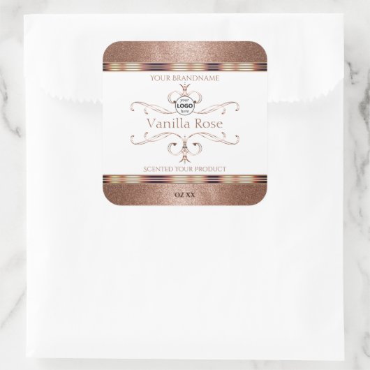  Roos Gold Glitter White Product Labels Logo (Tas)