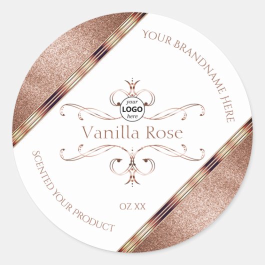 Roos Gold Glitter White Product Labels Logo (Voorkant)