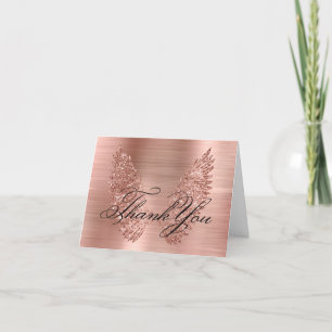 Roos Gold Glitter Wings en Folie Calligrafie Bedankkaart
